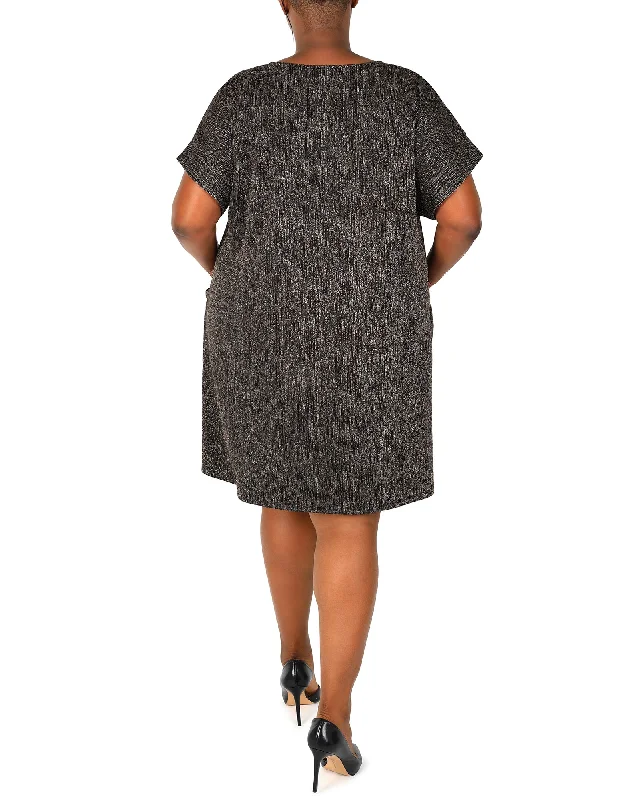Holly Trapeze Glitter Knit Dress | Gold / Black