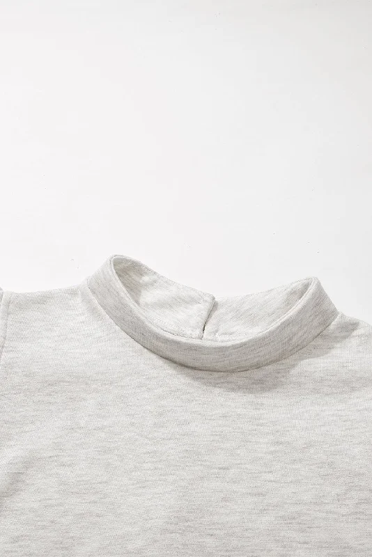Grey Ruffle Hem Crew Neck Shift Dress