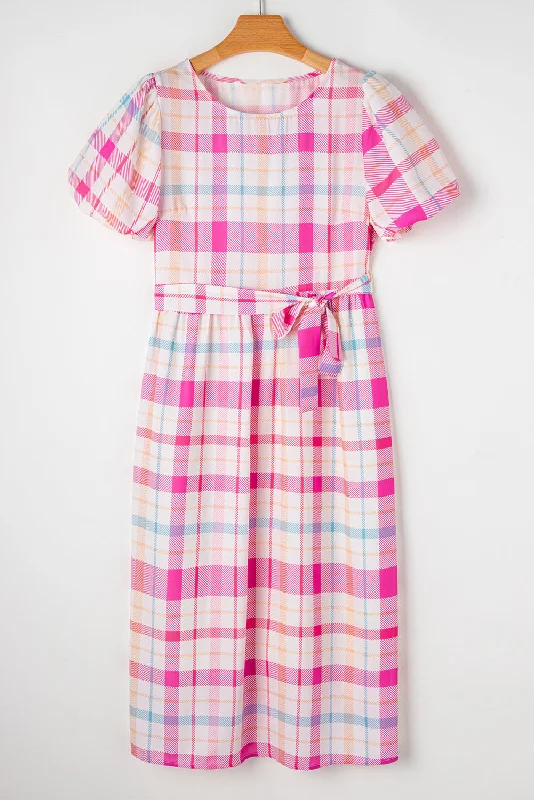 Summery Pink and White Checked Dress