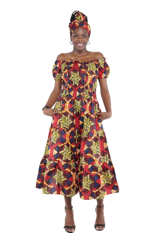 Ankara Off Shoulder Ladies Dress | One Size | Plus Size