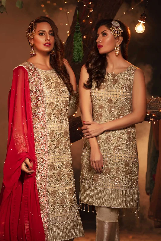 Latest Indian Formal Dress in Gold Beige # C2050