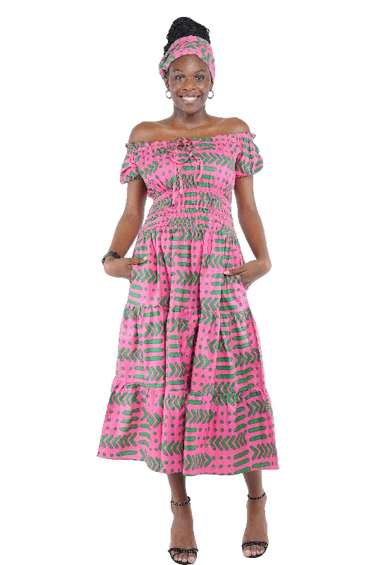 Ankara Off Shoulder Ladies Dress | One Size | Plus Size