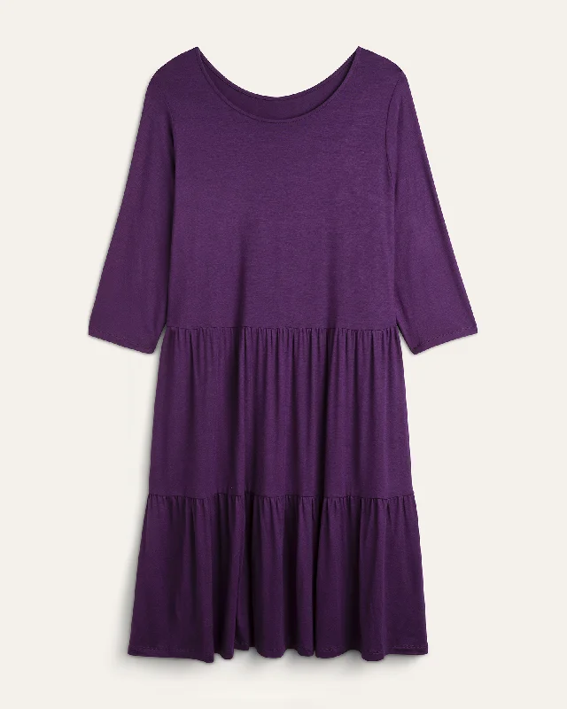 Miriam Tiered Ruffled-Hem Dress | Purple