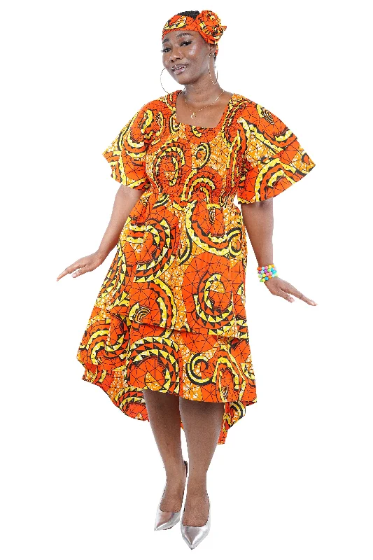 African Two Tiered High Low Dress | One Size | Plus Size