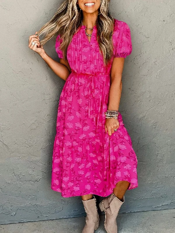 Fuchsia Floral Print Dress
