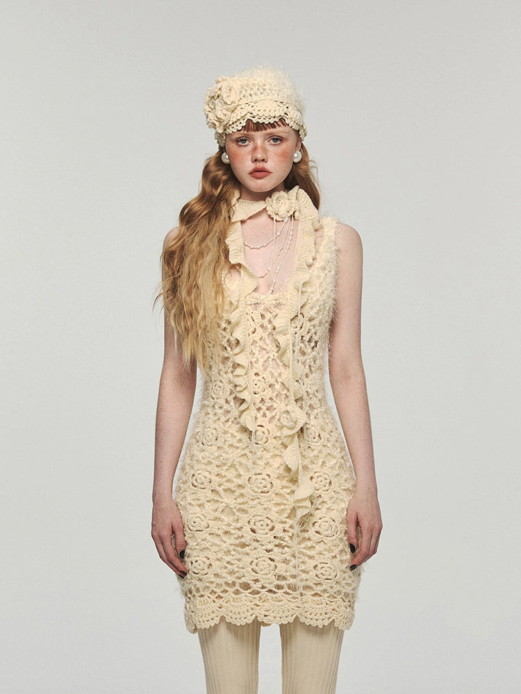 Crocheted V-Neck Spaghetti Strap Dress