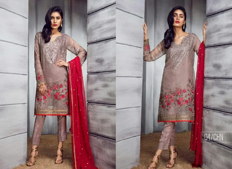 Beautiful Chiffon dress by Iznik in gray and aqua green color Model # C 1201