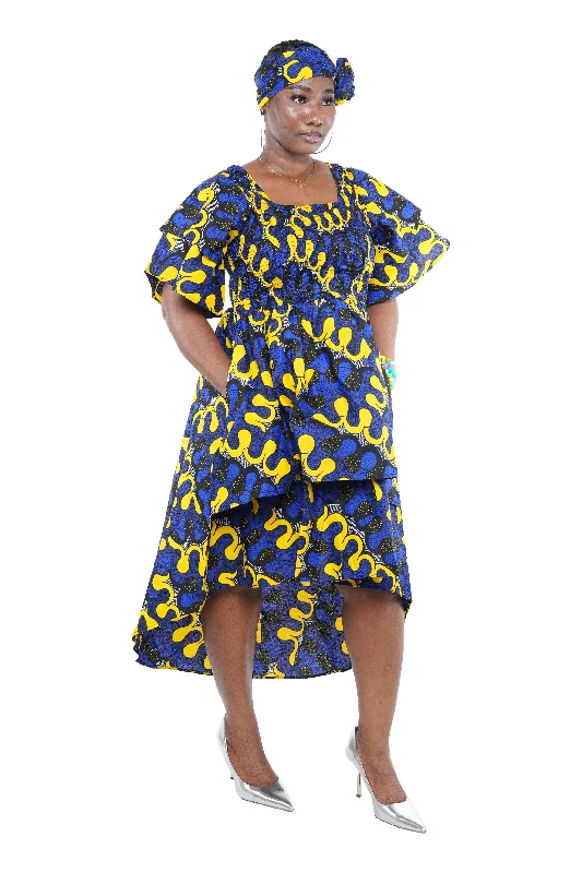 African Two Tiered High Low Dress | One Size | Plus Size