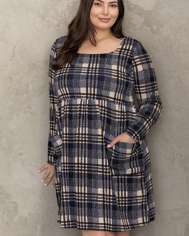 Theodora Plaid Dress | Navy / Ivory