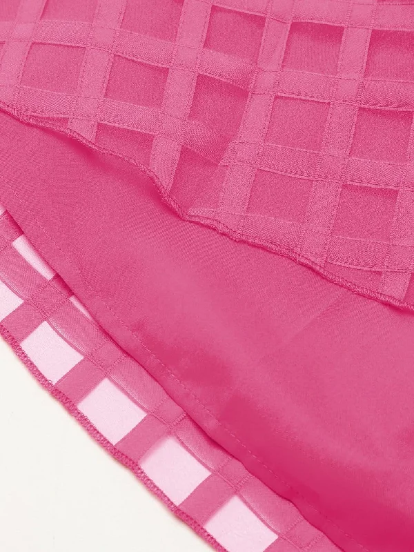 Square Pattern Sheer Dress