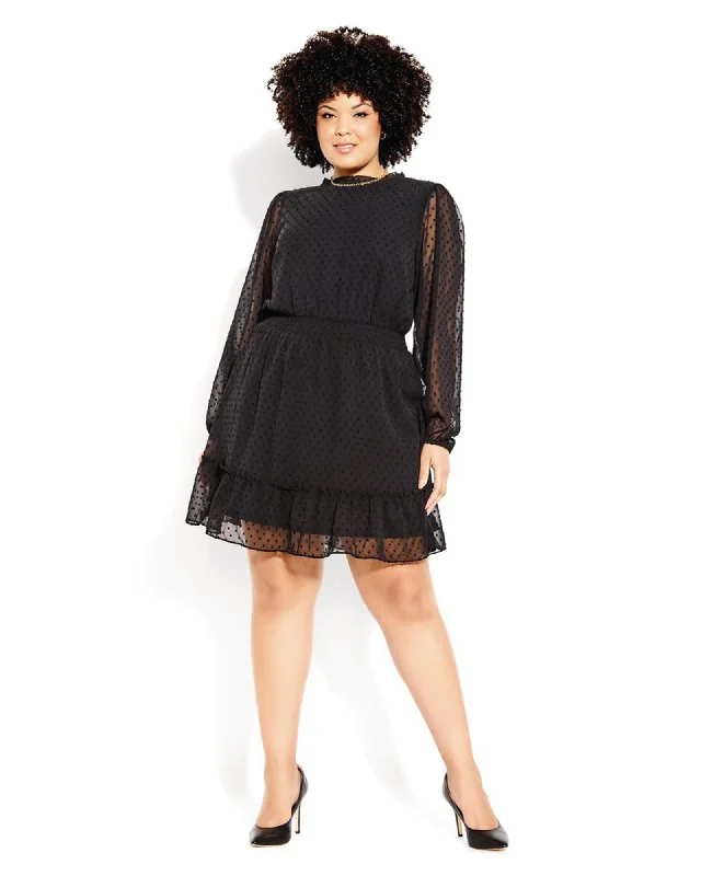 Dobby Tiered Dress | Black