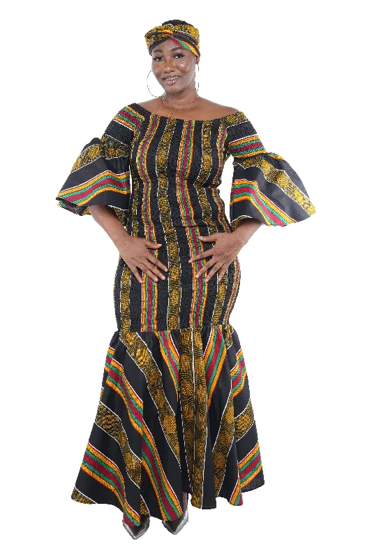 African Long Smoked Mermaid/Fish Tail Dress