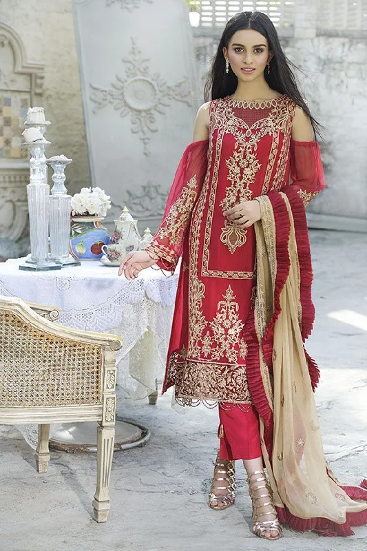 Lavish red crinkle chiffon dress for party wear # P2294