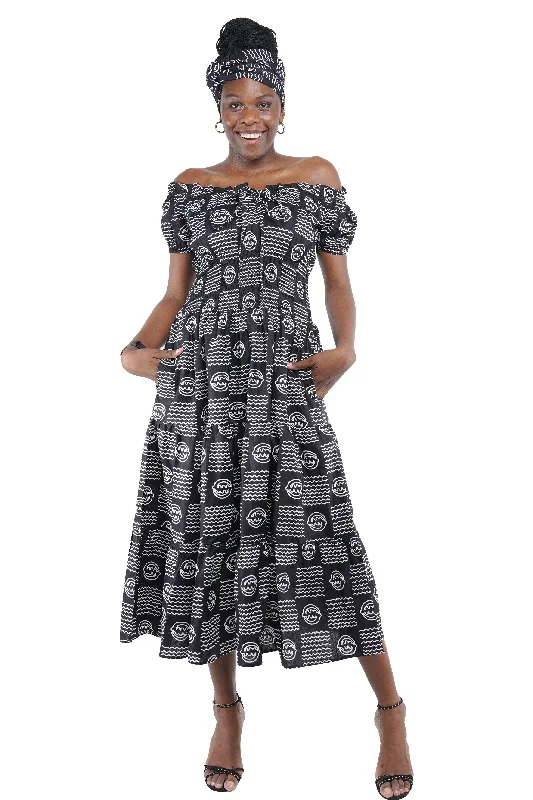 Ankara Off Shoulder Ladies Dress | One Size | Plus Size