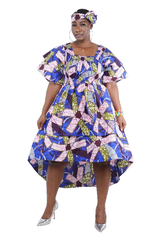African Two Tiered High Low Dress | One Size | Plus Size