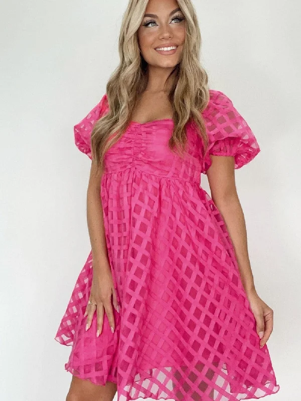 Pink and White Checkered Dress