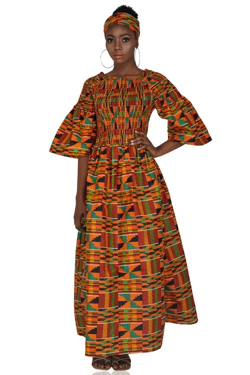 Kente Long Smocked Dress