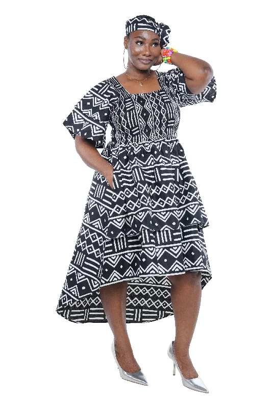 African Two Tiered High Low Dress | One Size | Plus Size