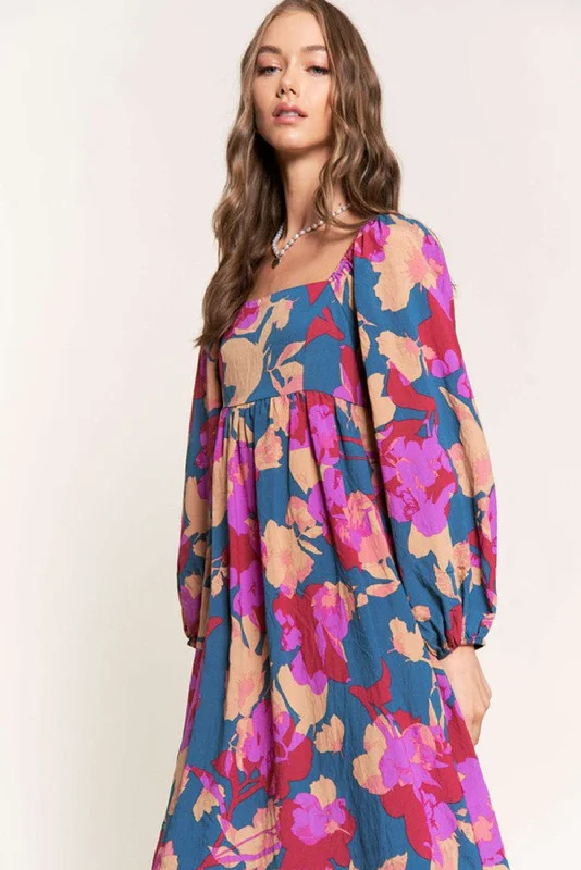 Pink and Teal Floral Dress
