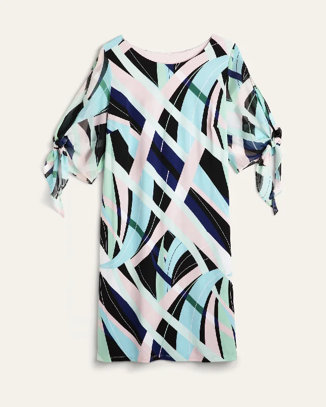 Kaley Abstract-Print Sheath Dress | Navy / Mint