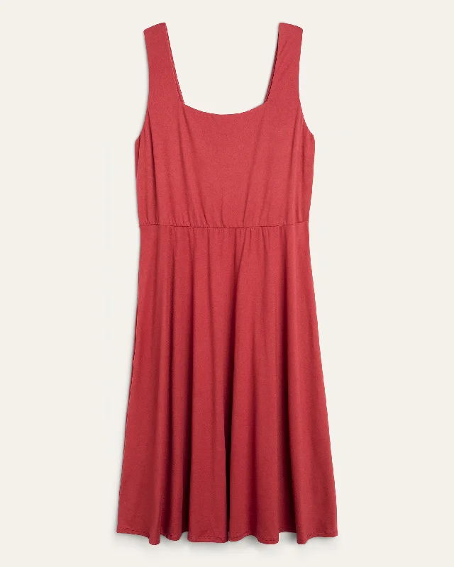 Sybil Squareneck Fit-And-Flare Dress | Coral