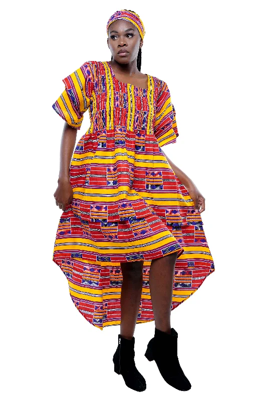 African Two Tiered High Low Dress | One Size | Plus Size