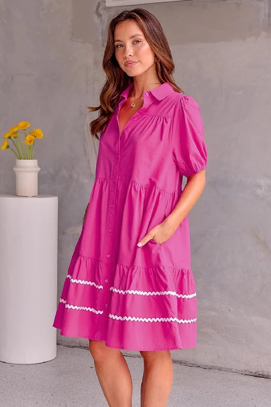 Trendy Plaid Dress with Puff Sleeves