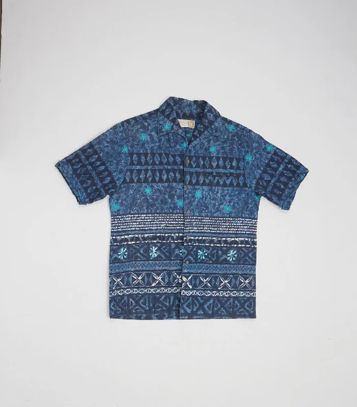 1970's Cotton Patterned Shirt S/S Relaxed Fit Short Blouse