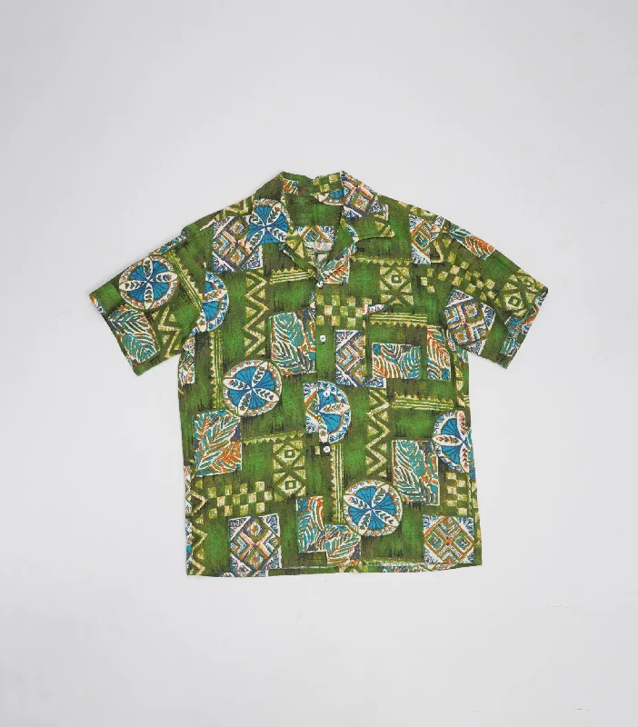 1970's Cotton Patterned Shirt S/S Stylish Crew Neck Shirt
