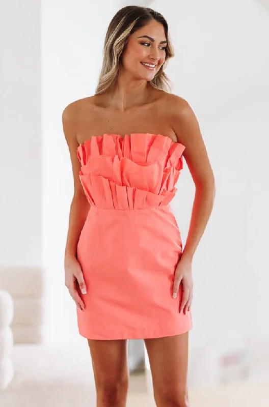 All Smiles Cocktail Mini Dress - Coral Classic Casual Mini Dress