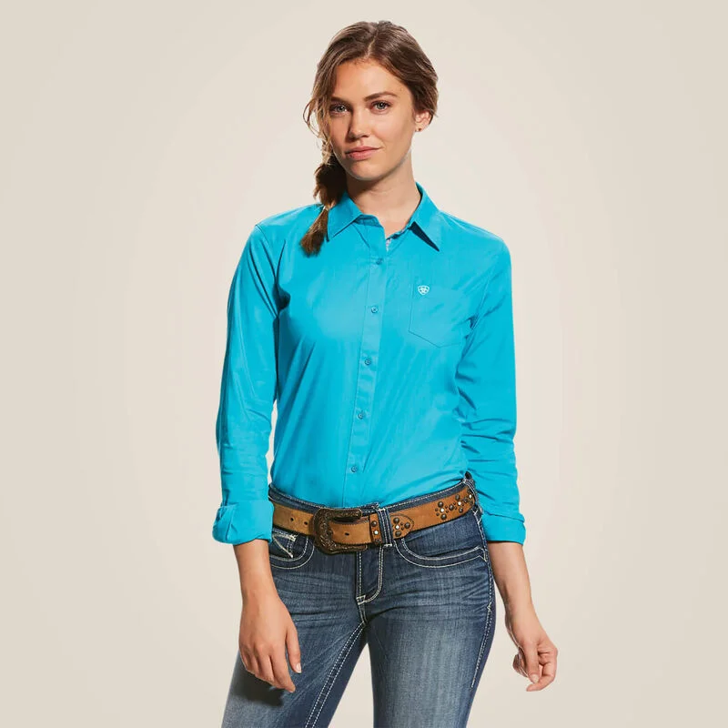 Ariat Wms Kirby Stretch Shirt Bluebird Elegant Draped Short Shirt