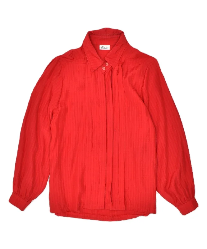 BASLER Womens Shirt Blouse UK 18 Large Red Viscose Relaxed Fit Short Shirt