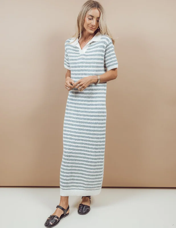 Billie Striped Midi Dress Cozy Knit Midi Dress