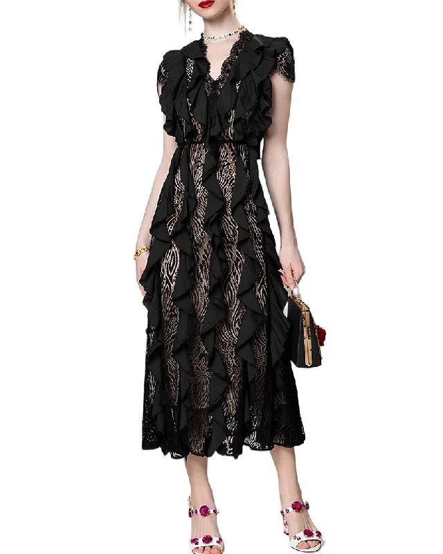 BURRYCO Midi Dress Chic Lace Detail Midi Dress