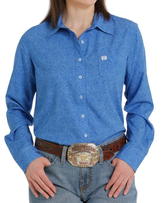 Cinch Arena Flex Blue Shirt Trendy Turtleneck Short Shirt