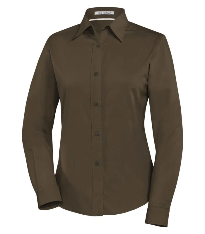COAL HARBOUR® EASY CARE BLEND LONG SLEEVE WOVEN LADIES' SHIRT Elegant Longline Short Shirt COAL HARBOUR® EASY CARE BLEND LONG SLEEVE WOVEN LADIES' SHIRT Elegant Longline Short Shirt