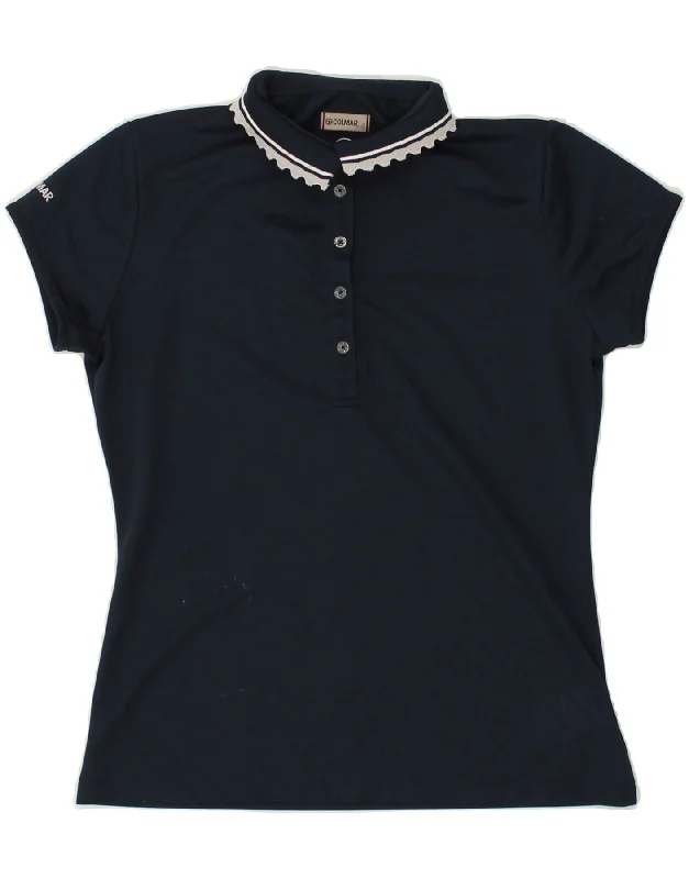 COLMAR Womens Polo Shirt UK 10 Small Navy Blue Polyester Classic Button-Up Short Tee COLMAR Womens Polo Shirt UK 10 Small Navy Blue Polyester Classic Button-Up Short Tee