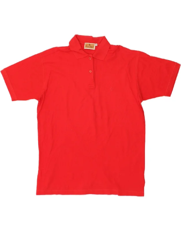 CONTE OF FLORENCE Womens Polo Shirt IT 48 XL Red Fashionable Button-Front Short Sleeve