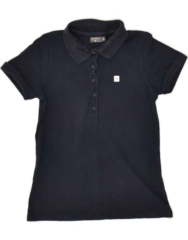 CONVERSE Womens Polo Shirt UK 12 Medium Navy Blue Cotton Comfortable Graphic Short Sleeve CONVERSE Womens Polo Shirt UK 12 Medium Navy Blue Cotton Comfortable Graphic Short Sleeve