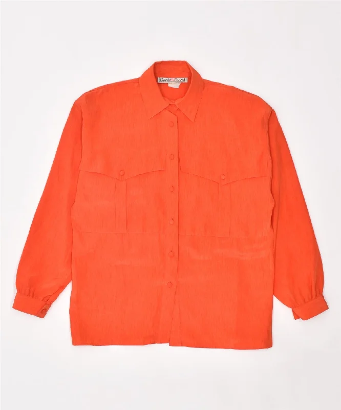 DANIEL DUVAL Womens Shirt Blouse UK 18 XL Red Polyester Stylish Split-Hem Short Shirt DANIEL DUVAL Womens Shirt Blouse UK 18 XL Red Polyester Stylish Split-Hem Short Shirt