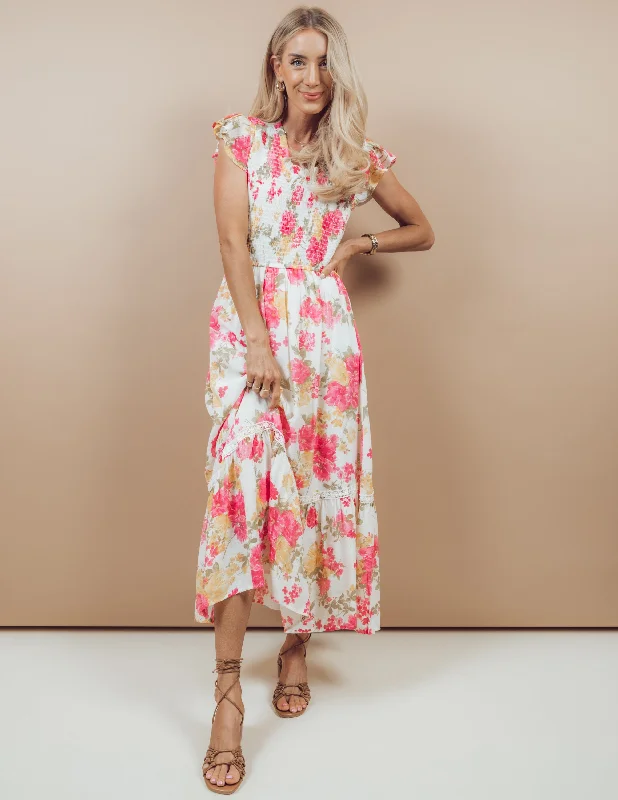 Elanora Floral Midi Dress Trendy Long Sleeve Midi Dress