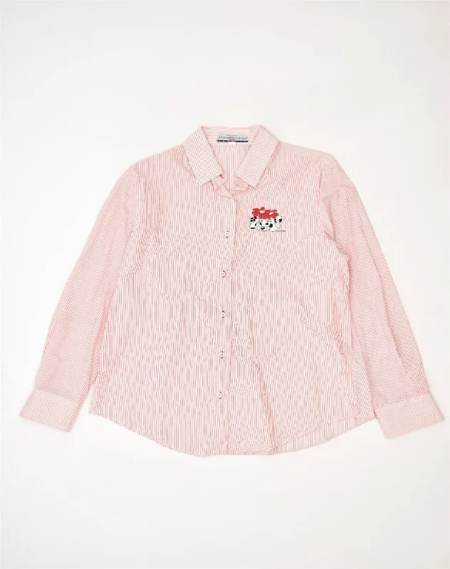 EMMANUEL SCHVILI Womens Shirt IT 50 XL Pink Pinstripe Cotton Cozy Plain Short Sleeve EMMANUEL SCHVILI Womens Shirt IT 50 XL Pink Pinstripe Cotton Cozy Plain Short Sleeve