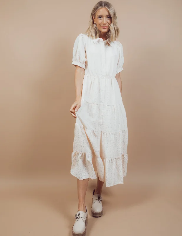 Fay Seersucker Midi Dress Stylish Satin Midi Dress