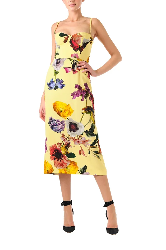 Floral Corseted Midi Dress Cozy Ribbed Knit Midi Dress