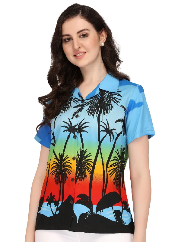 Hawaiian Shirt Women Coconut Tree Print Aloha Beach Top Blouse Casual Cozy Printed Short Shirt Hawaiian Shirt Women Coconut Tree Print Aloha Beach Top Blouse Casual Cozy Printed Short Shirt