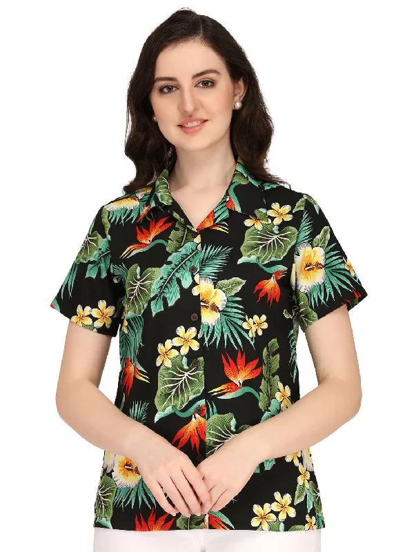 Hawaiian Shirts Womens Flower Leaf Beach Aloha Top Blouse Short Sleeve Holiday Trendy Button-Front Short Sleeve Hawaiian Shirts Womens Flower Leaf Beach Aloha Top Blouse Short Sleeve Holiday Trendy Button-Front Short Sleeve