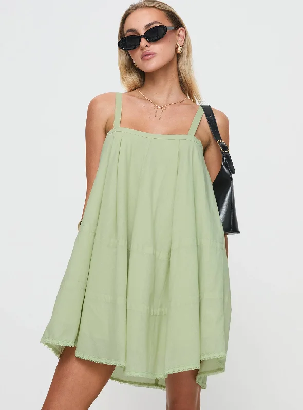 Jubilant Mini Dress Green Comfortable Fit-and-Flare Mini Dress