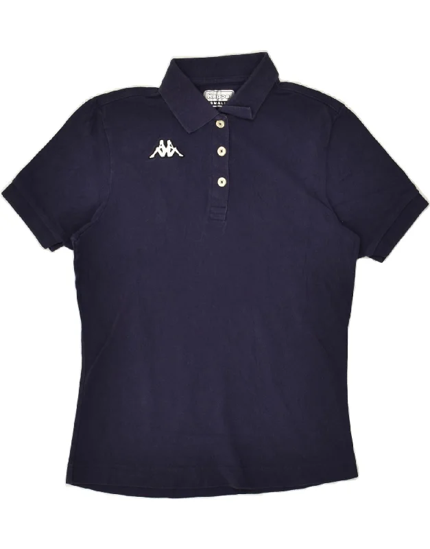 KAPPA Womens Polo Shirt UK 10 Small Navy Blue Cozy Loose Fit Short Sleeve