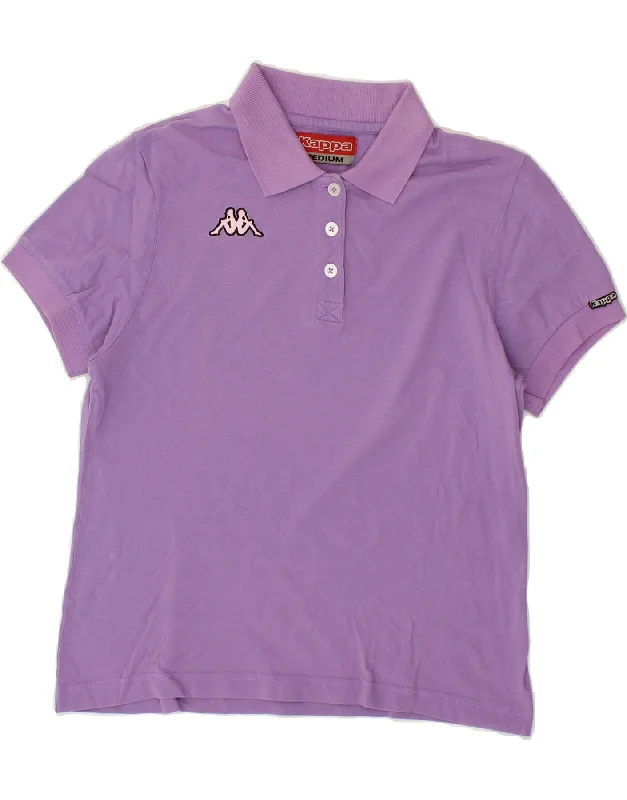 KAPPA Womens Polo Shirt UK 14 Medium Purple Relaxed Cotton Short Shirt