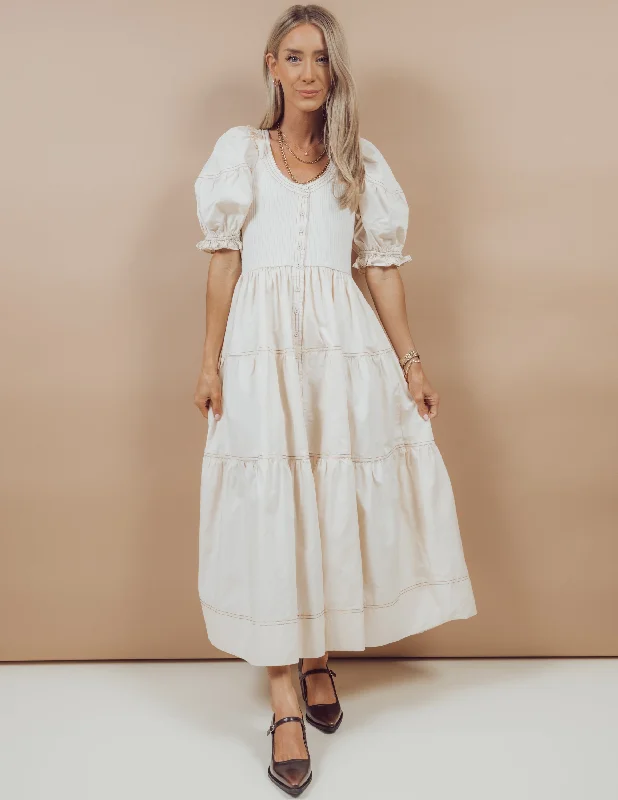 Kora Midi Dress Elegant Lace Trim Midi Dress